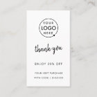 Thank You | Business Logo Modern White Discount Card | Zazzle