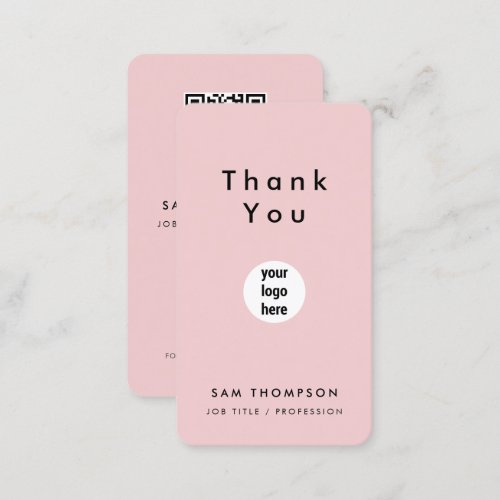 Thank You Business Logo QR Code Blush Pink Business Card