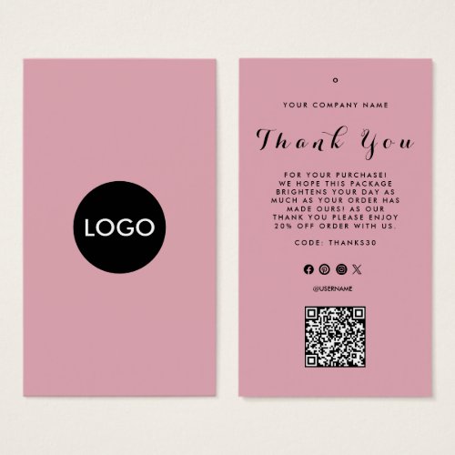 Thank You Business Logo QR Code Label Hang Tag