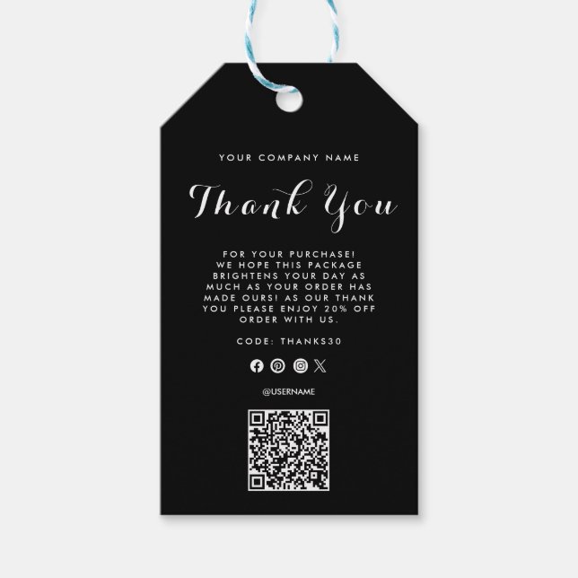Thank You Business Logo  QR Code Label Hang Tag