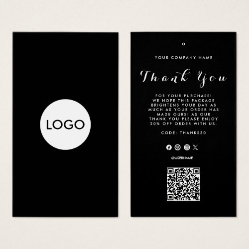 Thank You Business Logo QR Code  Label Hang Tag 