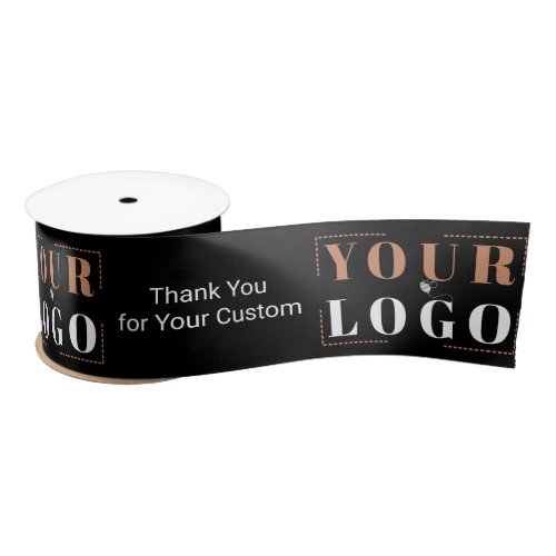 Thank You Business Logo Template Black 3 Wide Sat Satin Ribbon