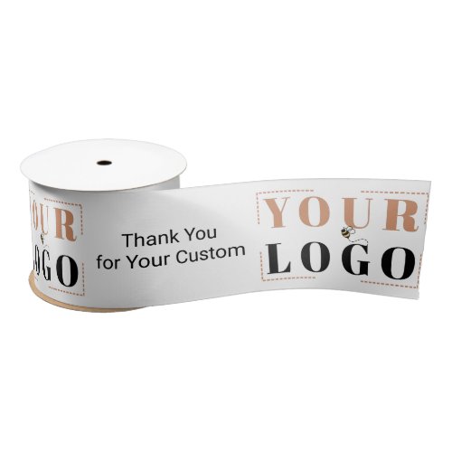 Thank You Business Logo Template White 3 Wide Satin Ribbon