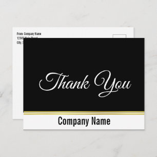 Thank You Business Name Black White Gold 2-sided Postcard