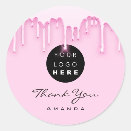 Thank You Business Name Makeup Artist Pinky Logo Classic Round Sticker
