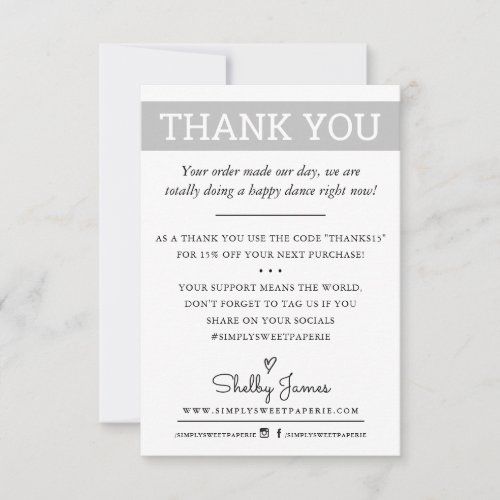 THANK YOU business order insert modern pale gray