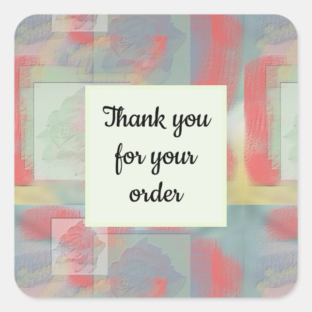 Thank You Business Order Pastel Abstract Client Square Sticker (Front)