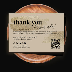 Thank You Business Packaging Faux Gold Brush Card