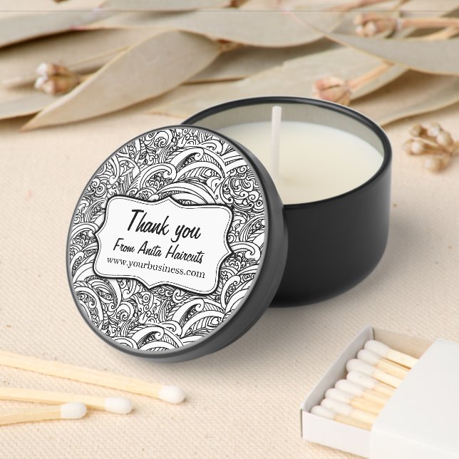 Thank you business Paisley promo website Mini Candle Favors (Insitu)