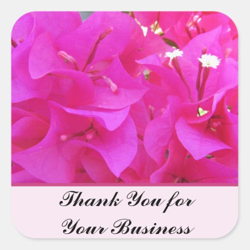 Thank You Business Pink Flower Client Appreciation Square Sticker