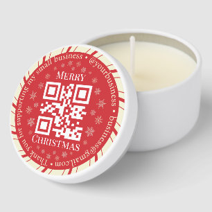 thank you business qr code christmas red white mini candle favors