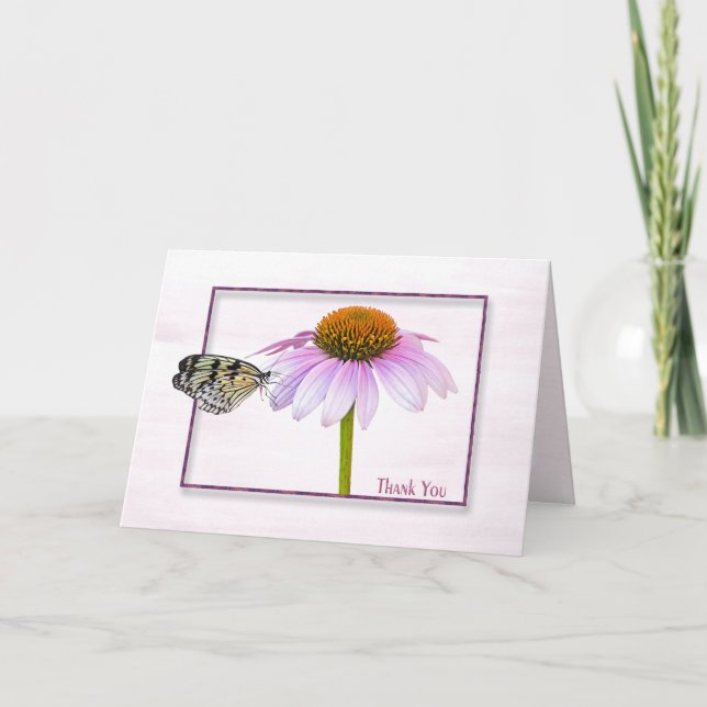 Thank You Butterfly on Cone Flower Card (Front)
