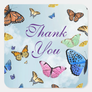 Thank You Butterfly Square Stickers