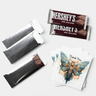 Thank You Butterfly Steampunk Blue wings Hershey Bar Favors