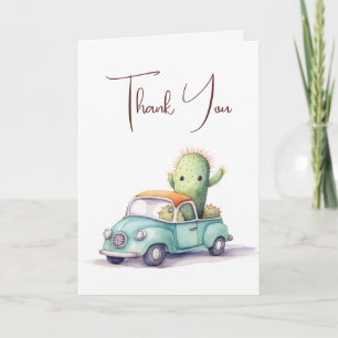 Thank You Cactus In Retro Truck Card