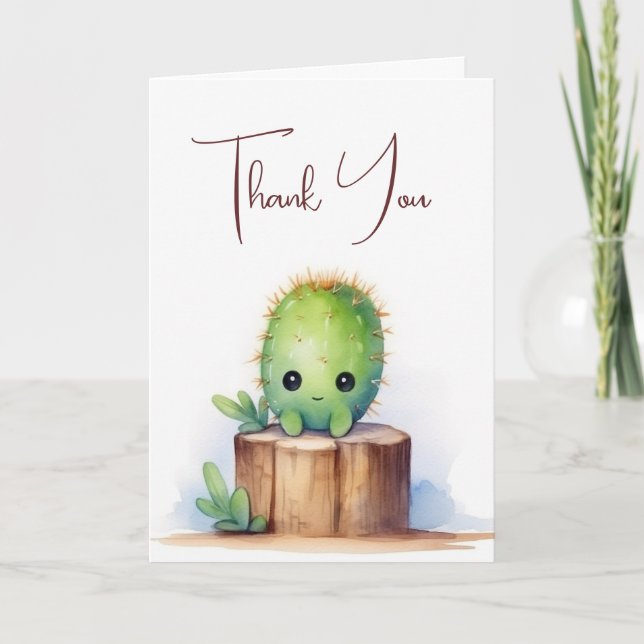 Thank You Cactus On Logs Card (Front)