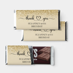 Thank you Calligraphy Birthday Gold Glitter Hershey Bar Favors