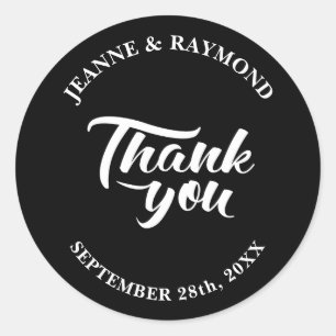 Thank You Calligraphy Black Wedding Favor Classic Round Sticker