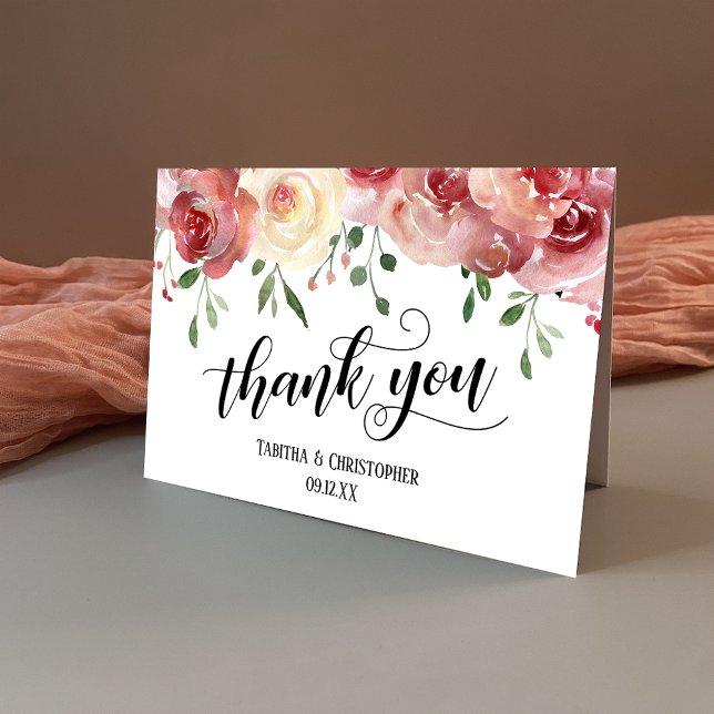 Thank You Calligraphy, Burgundy, Blush Roses (Creator Uploaded)
