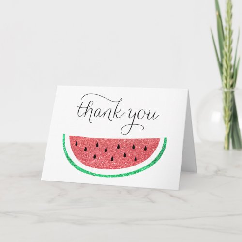 thank you calligraphy faux glitter watermelon