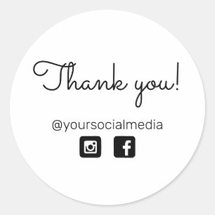 Thank you Calligraphy font Business Social Media Classic Round Sticker