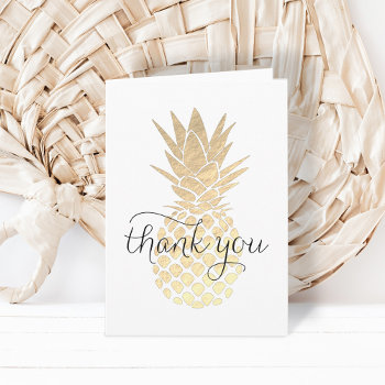 Thank You Calligraphy Gold Foil Pineapple by paesaggi at Zazzle