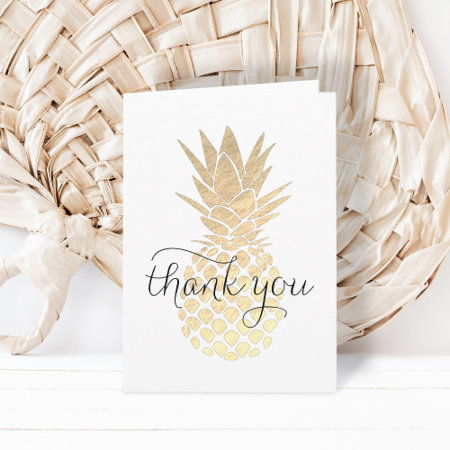 Thank You Calligraphy Gold Foil Pineapple