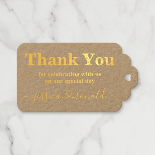 Thank You Calligraphy Gold Foil Wedding Favor Foil Gift Tags