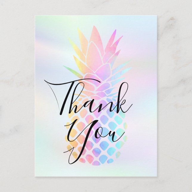 thank you calligraphy on pastel pineapple postcard (Front)