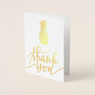thank you calligraphy pineapple foil card
