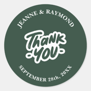 Thank You Calligraphy Sage Green Wedding Favor Classic Round Sticker