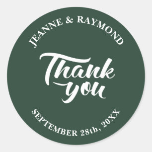 Thank You Calligraphy Sage Green Wedding Favor Classic Round Sticker