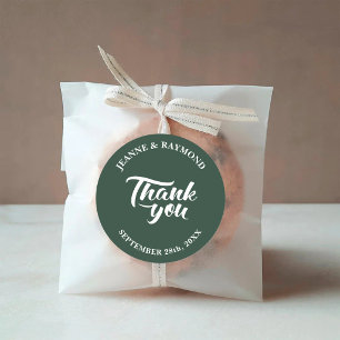 Thank You Calligraphy Sage Green Wedding Favor Classic Round Sticker