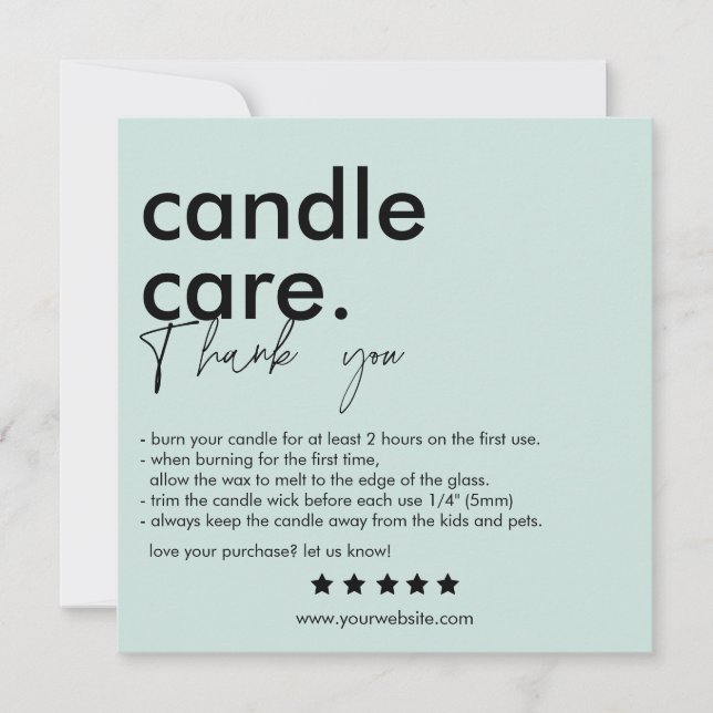 Thank You Candle Care Modern Business Card (Front)