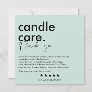 Thank You Candle Care Modern Business Card