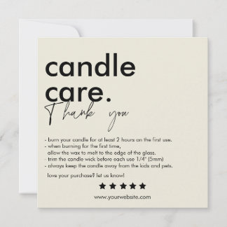 Thank You Candle Care Modern Business Card