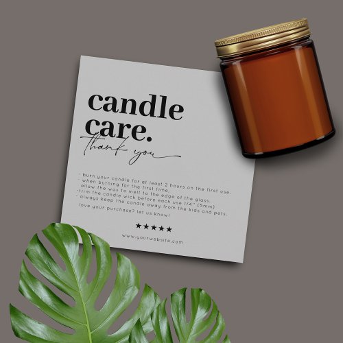 Thank You Candle Care Modern Business Card