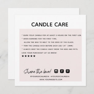 Thank You Candle Care Order Business Card