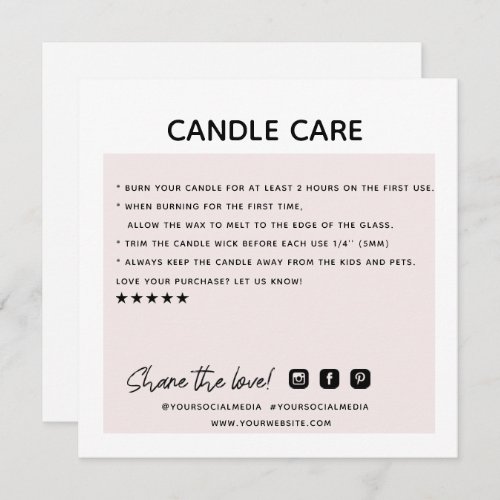 Thank You Candle Care Order Business Card