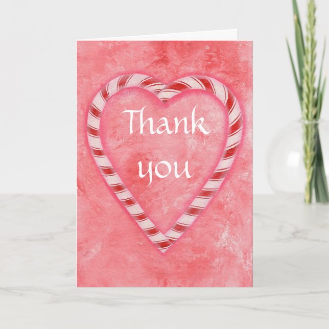 Thank you, Candy Cane Heart, wedding cards (Front)