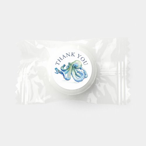 Thank You Candy Favors Watercolor Blue Octopus