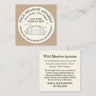 Thank you card 2.5" x 2.5" Beekeeping Honey Hives
