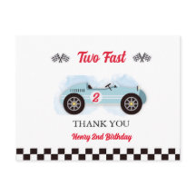 Thank you card 2nd Birthday Too Fast, Vintage Race
