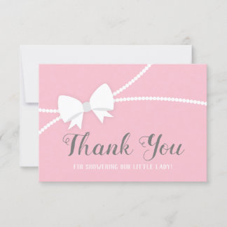 Thank You Card, Baby Shower, Pink, Gray