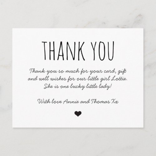 Thank you card baby simple thank you 