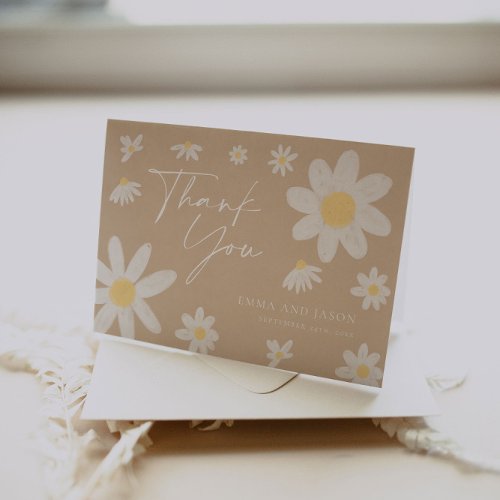 Thank You Card  Beige Daisy