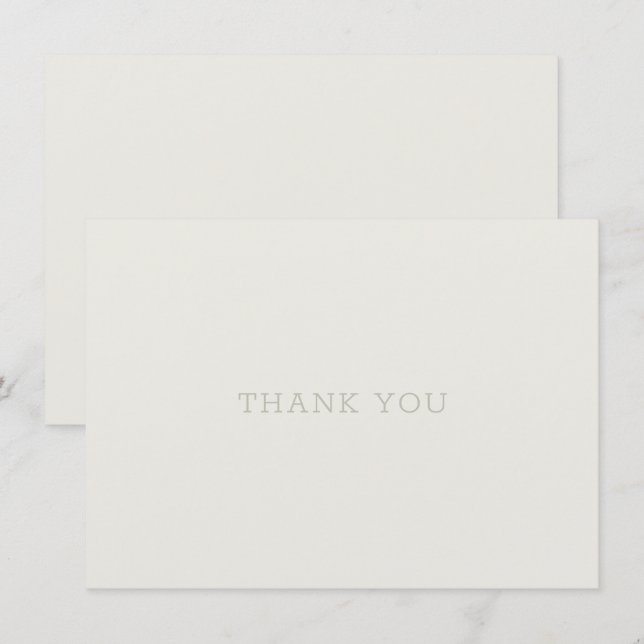 Thank You Card Beige Tan Green Traditional (Front/Back)
