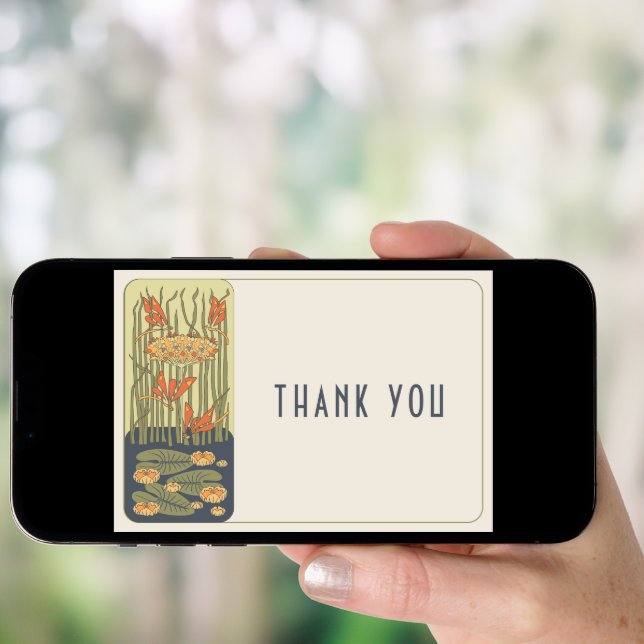 Thank You Card Belle Epoque Dragonfly Wedding (Front Digital)