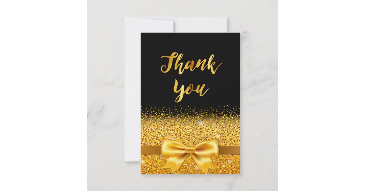 Black and Gold Thank You Card