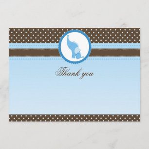 Thank you card blank elephant blue brown